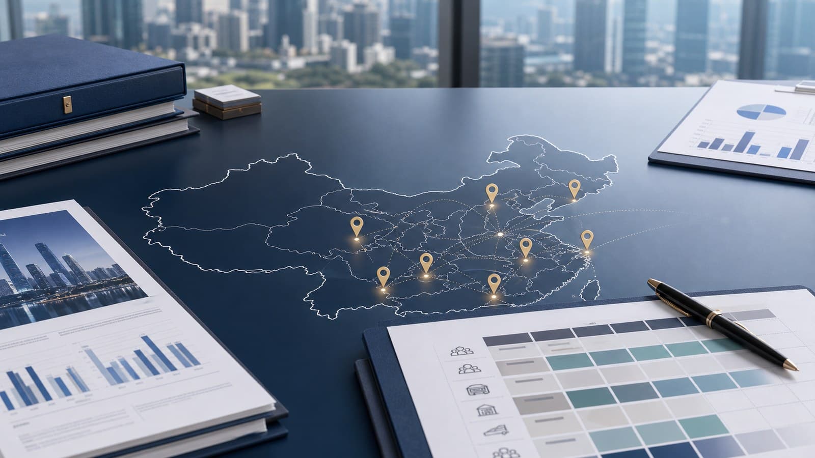 China city selection framework with location comparison and market entry planning documents