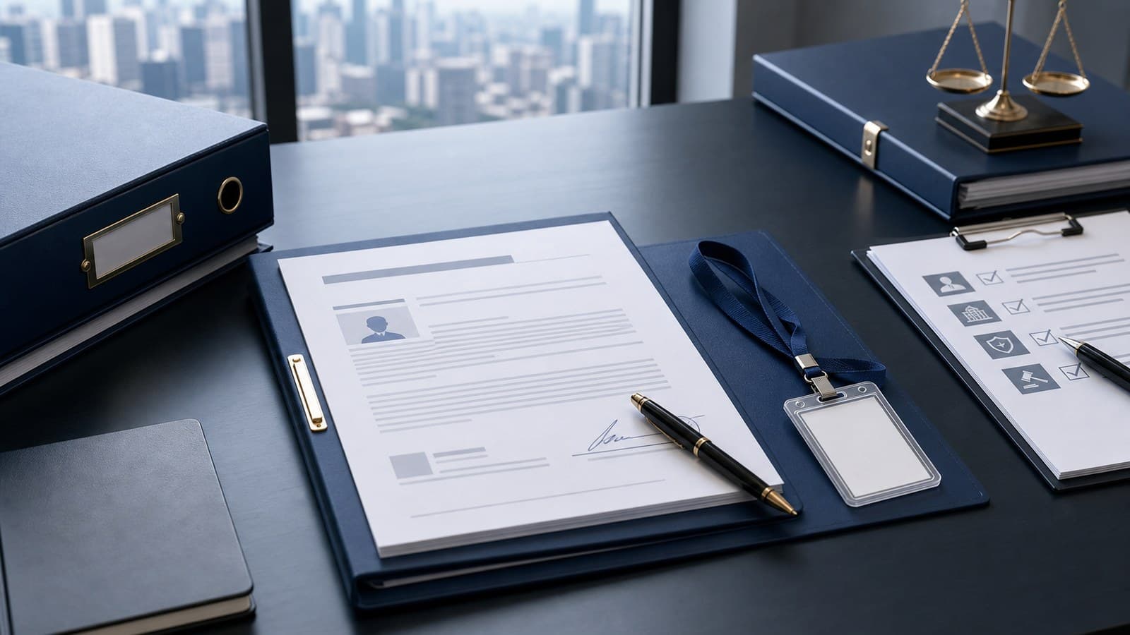 Legal representative appointment documents with governance checklist and liability review materials in China